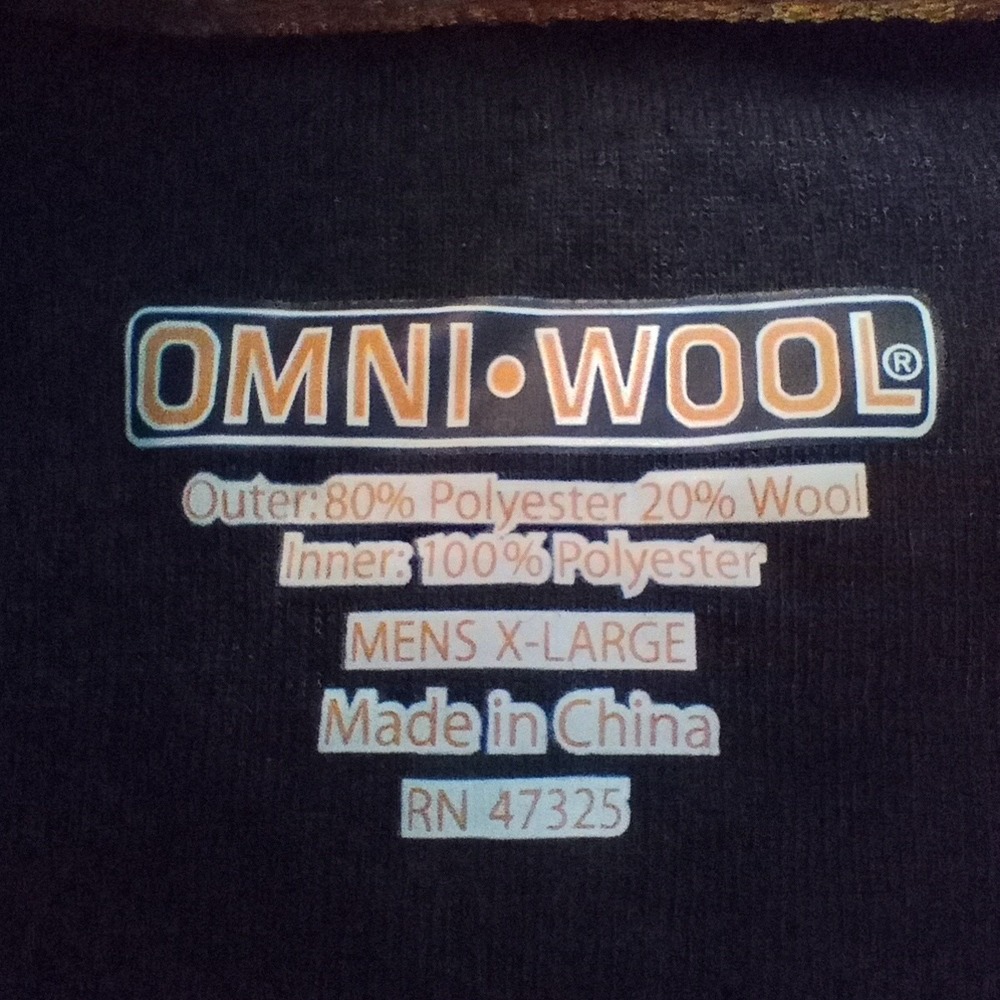 Omni Wool‎ Pullover Mens XL Base Layer Black Quarter Zip Wool Blend Cold Weather - Picture 10 of 16